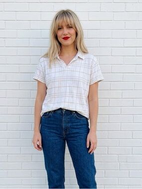 Vintage Burberry golf polo shirt 100% cotton women’s size small plaid preppy 90s